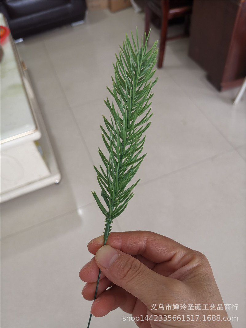 仿真植物 21*4厘米单支立体双面松针枝 圣诞树圣诞圈装饰编织袋配