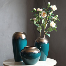 新中式花瓶摆件现代中式陶瓷器三件套简约插花盆水培客厅厂家