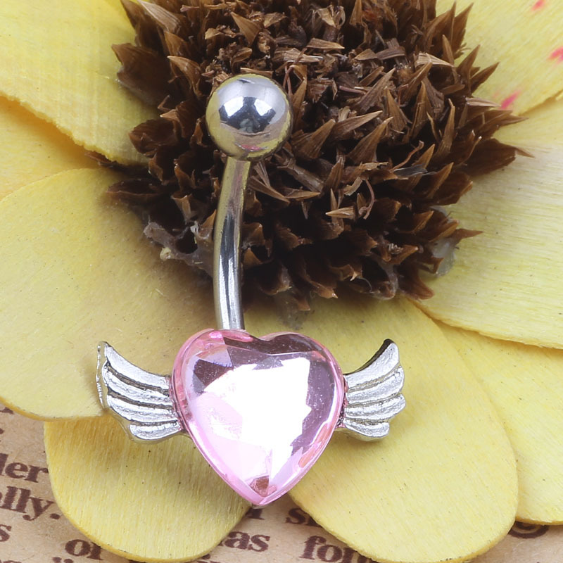 2015 Amazon Hot Selling Angel Heart-Shaped Wings Cute Navel Ring Navel Piercing Jewelry detail image 8