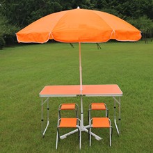 厂家现货户外手提式折叠桌椅1桌4凳广告桌橙色摆摊桌保险展业桌