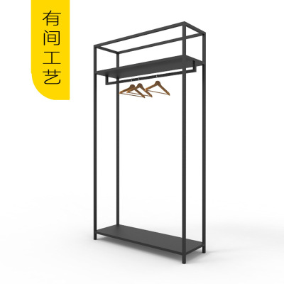 有間工藝1018鐵藝簡約服裝店展示架落地衣服陳列架側挂架納米金色