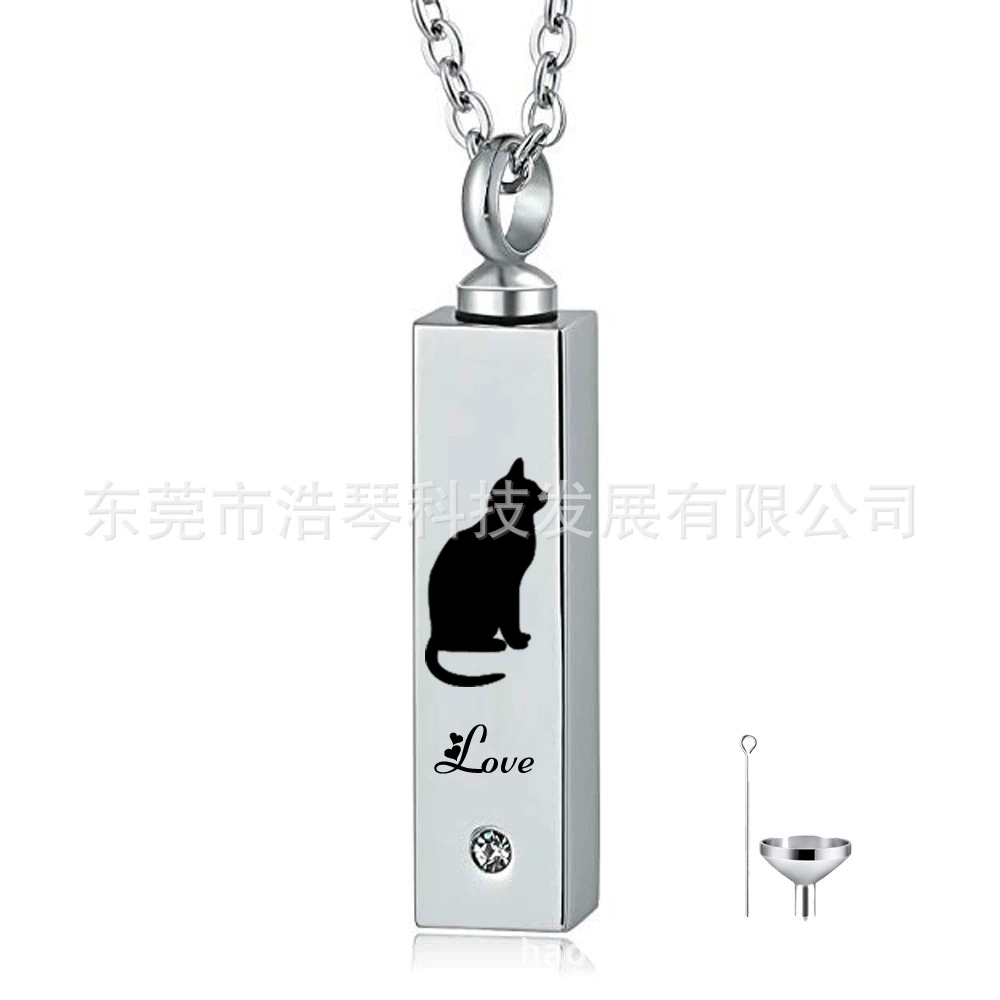 Мемориал животных шерсть остается кость пепел ожерелье прямоугольный Алмаз Встроенных пепел кулон может быть открыт жетон бутылка кулон