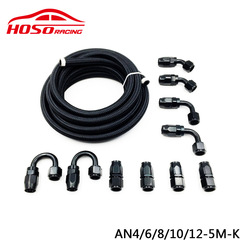 Car Oil Cooler Hose Kit AN4/6/8/10/12 Black Woven Performance Oil Cooler Hose Assembly