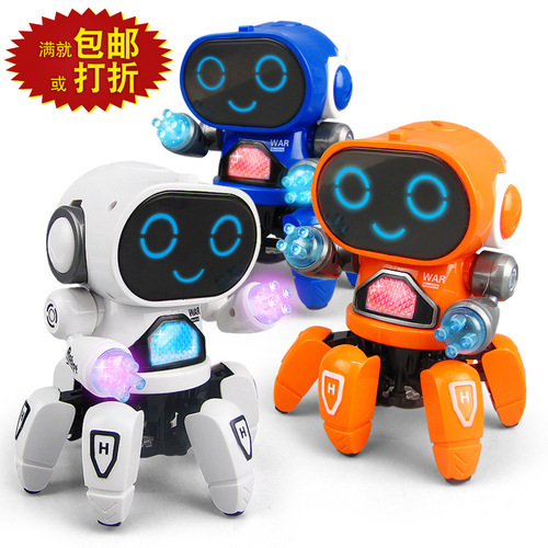 The same electric cartoon six-clawed fish singing and dancing robot with lights and music street stall night market hot selling toys