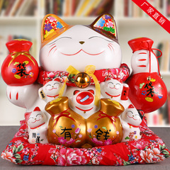 Money Cat Large Ornament for Shop Opening, Decorative Piece, Large Ceramic Bank from Japan, Creative Home Accent for Living Room