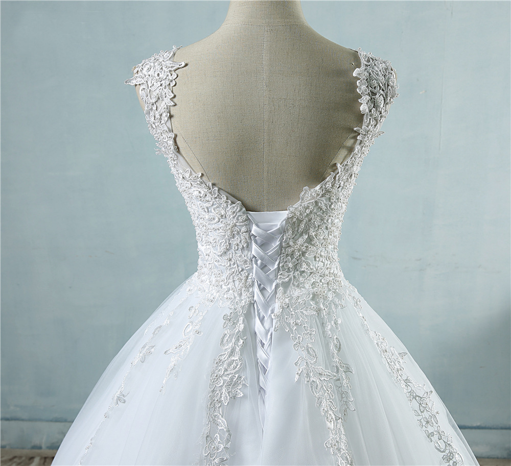 Foreign Trade Wedding Dress 2025 New Floor-Length Bridal Lace Sexy Slim Shoulder Pearl Style Simple Travel Photography