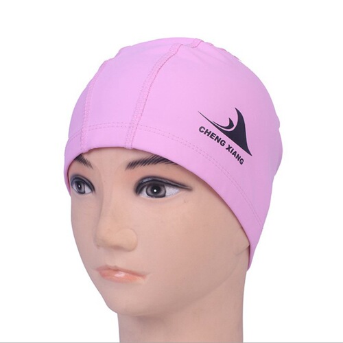 Factory direct selling PU waterproof swimming cap solid color unisex edge thickened swimming pool outdoor beach swimming cap wholesale