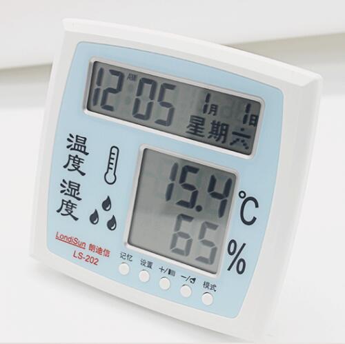朗迪信LS202数字电子温湿度计 带日期时间 家用数显温度器