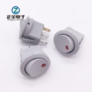 供应带猫眼圆形船型KCD1 灰色带灯船型翘板开关12v24V220V