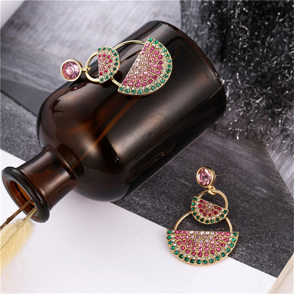 Sweet And Cute Diamond-sized Watermelon Geometric Earrings Accessories Female display picture 7