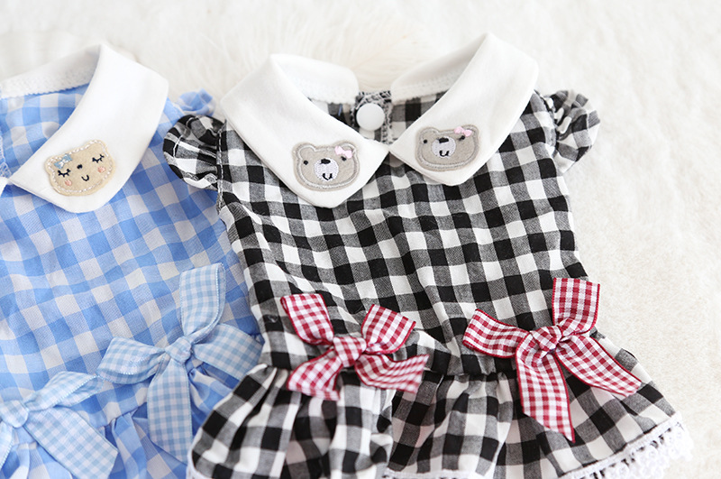 动物娃娃领格子裙