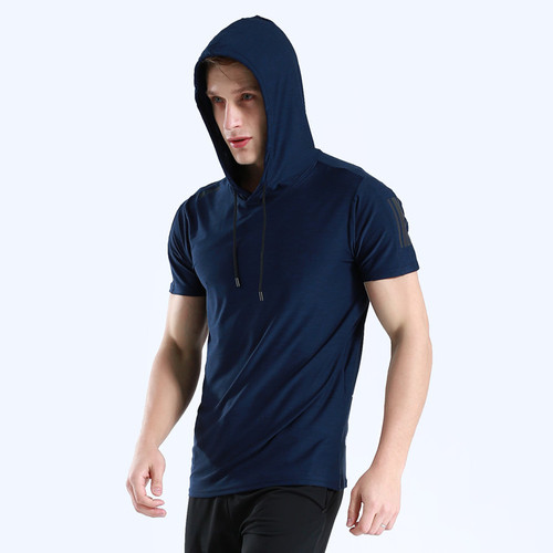 Hunter Star Hooded Short Sleeve Quick-Drying Breathable Fitness Wear T-Shirt Men's Running Training Sports Leisure Wholesale M001