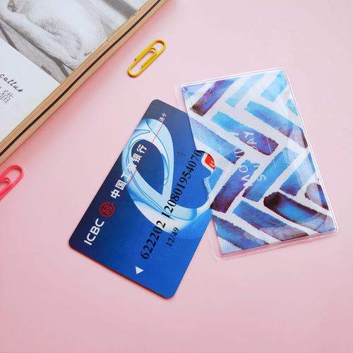 Korean creative plastic translucent card holder student school card bus card bank card meal card protective cover document cover