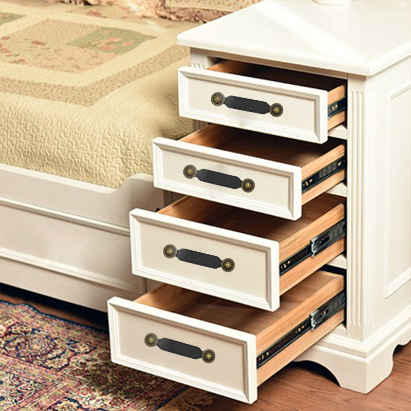 Muebles gabinete puerta pilotos europeo moderno armario cajón puerta manija 128mm negro y blanco manija de cuero