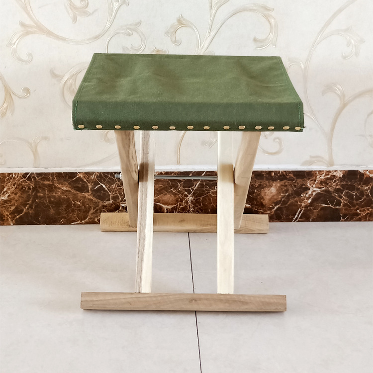 绿帆布马扎批发 实木折叠休闲凳子 钓鱼小板凳 加工制作|ms