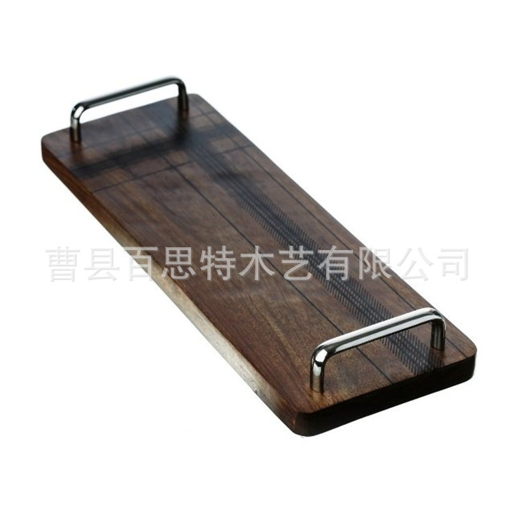铁把手木制托盘 木制时尚木制托盘