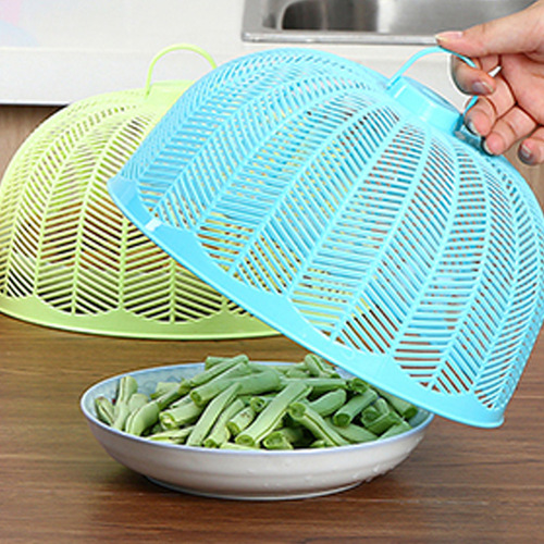Stylish Plastic Tablecloth Meal Cover Kitchen Fly and Insect Proof Vegetable Cover Round Lid Food Cover
