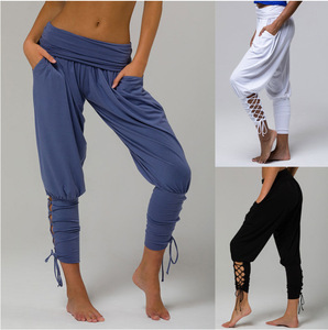 Europe and the United States new solid high waist pocket binding casual women’s Leggings