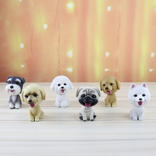 Simulation bobblehead dog pendulum decoration craft cake ornaments creative resin home soft decoration boutique birthday gift