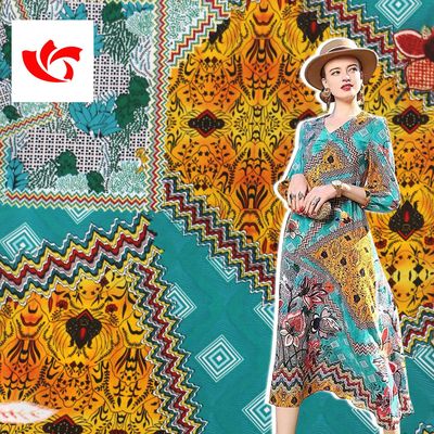 新款爆款定位印花面料 印花连衣裙布料 厂家直销面料现货批发|ru