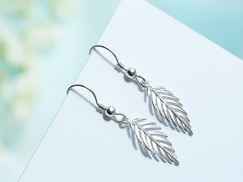 1 Pair Simple Style Leaf Copper Patchwork Drop Earrings display picture 2