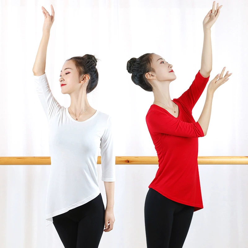 Ищу Faner Современная танцевальная одежда Женская и взрослая одежда с семиточечным рукавом для танцевальной практики Свободный Топ Танцевальная одежда с длинным рукавом