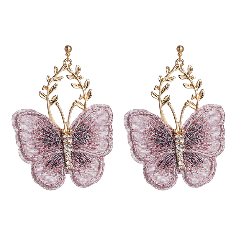 Fashion Pop Chiffon Lace Butterfly Diamond Earrings display picture 2