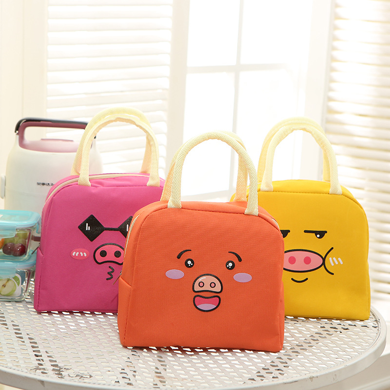 新萌物卡通小猪系列手提便当包保温包铝膜防水饭盒袋妈咪包午餐包|ms