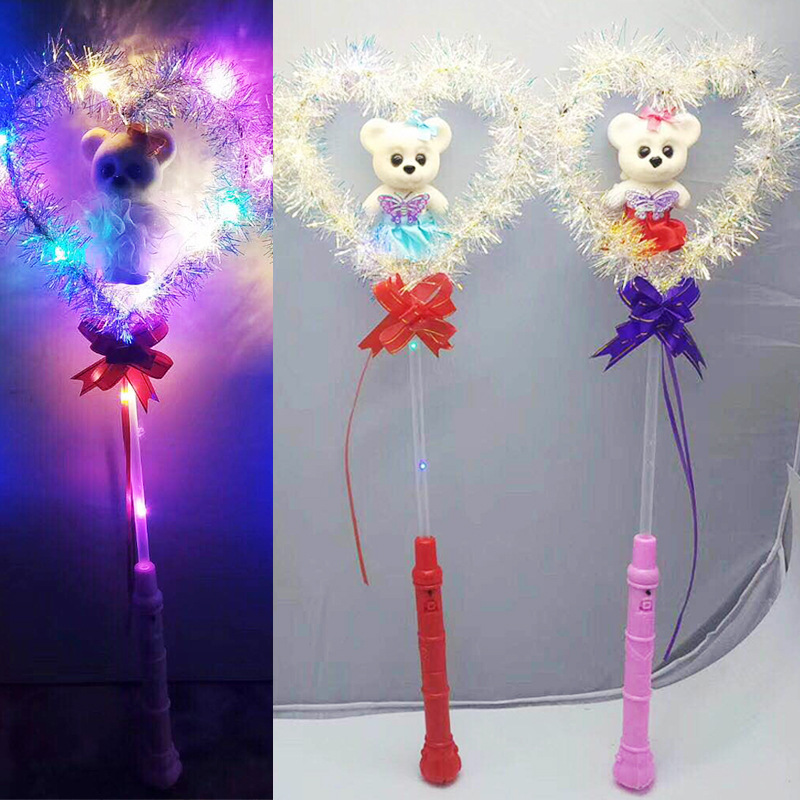厂家批发单支小熊LED发光玩具 带手柄小熊魔法棒 促销地推小礼品|ms