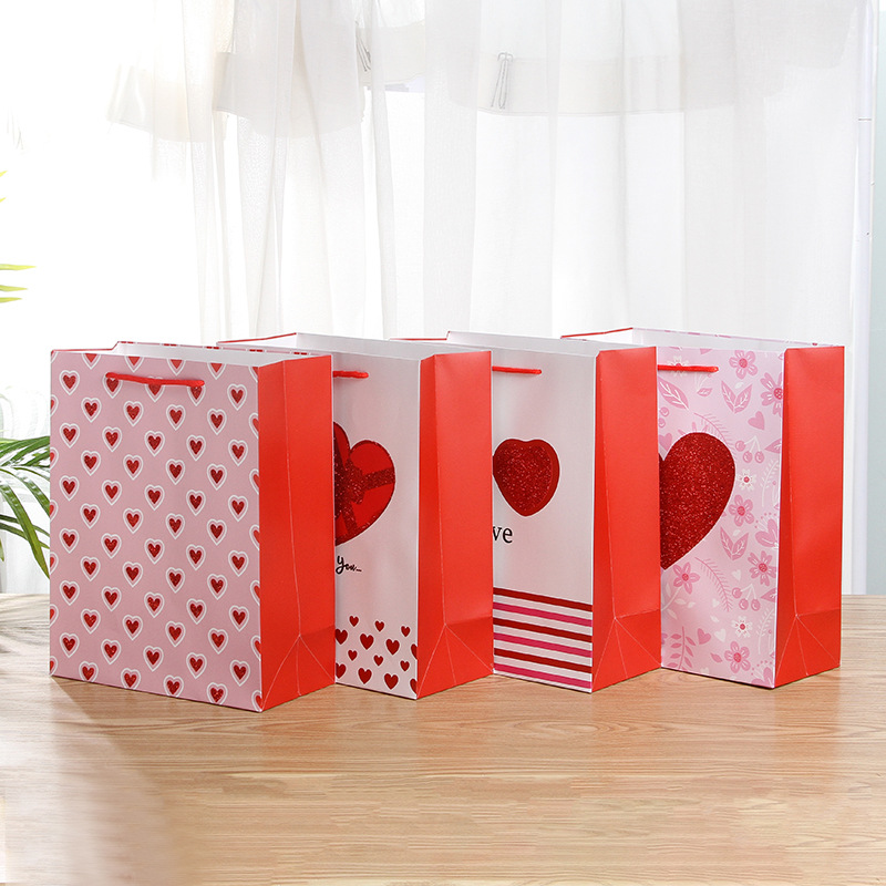 来样定制LOGO白卡纸手提袋 浪漫情人节礼物包装袋创意外卖手提袋