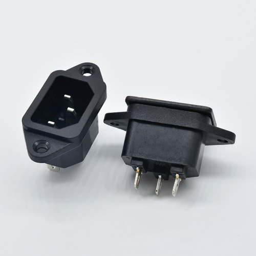 AC power socket with angled ears, waterproof, covered, three-legged, vertical type, with screw holes for connecting household appliances