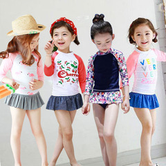 Children's swimsuit girls split skirt long-sleeved sun protection beach quick-drying princess cute baby kid student swimsuit
