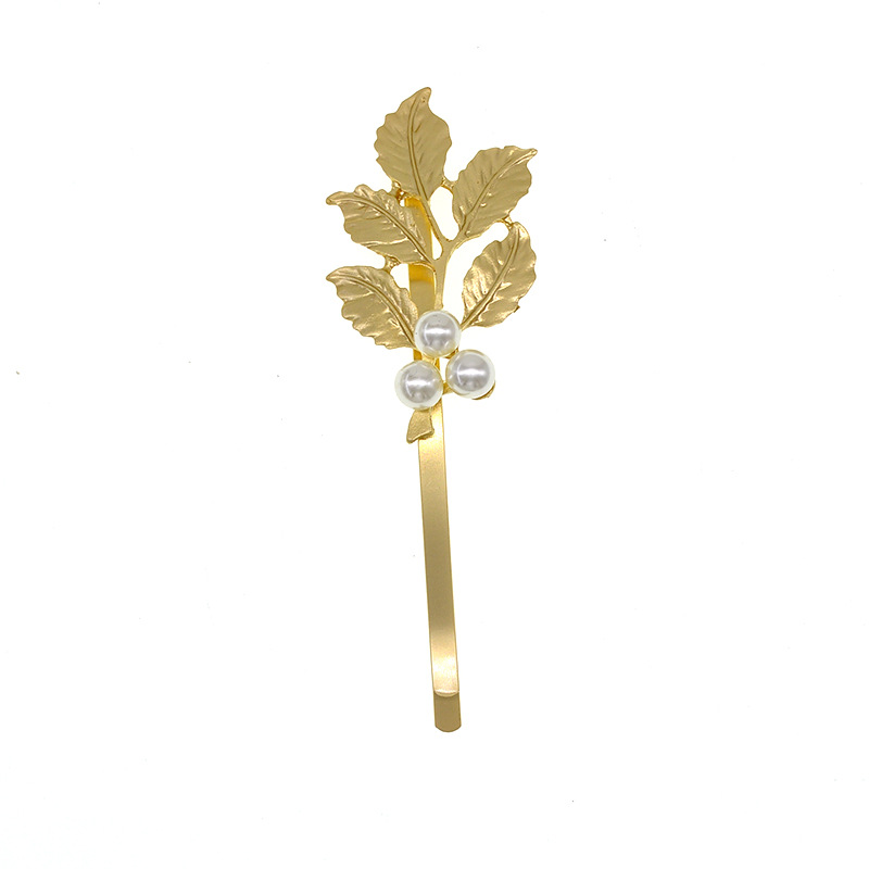 Korean Baroque Golden Tree Leaf Pearl Hair Clip display picture 6