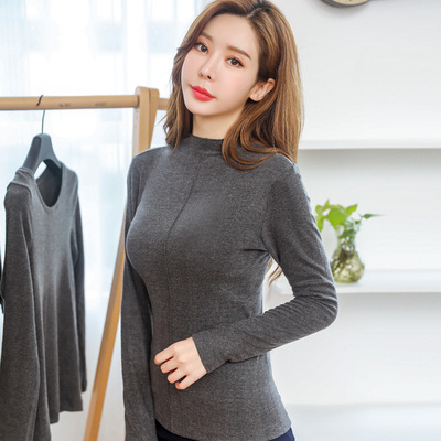 新款类羊绒时尚打底衫 韩版网红半高领秋衣上衣|ru