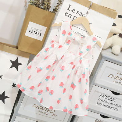 Girls dress 19 A summer girl Korean Edition Mosaic strawberry printing Dress wholesale 2319345