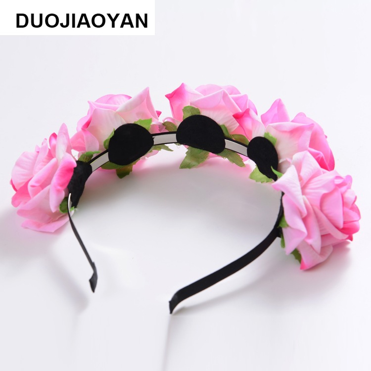 160g Weight Headwear Classification Wedding, Travel Occasion Plaid, Flower Pattern Women'S Gender Fashion Style White, Pink, Red Color New Velvet Simulation Rose Flower Wreath Headband Wholesale Nihaojewelry 18