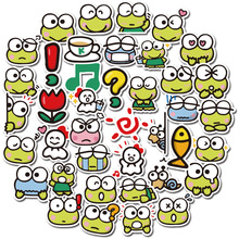 40張可愛大眼蛙手賬貼紙卡通動物表情貼文具水杯防水裝飾迷你貼畫