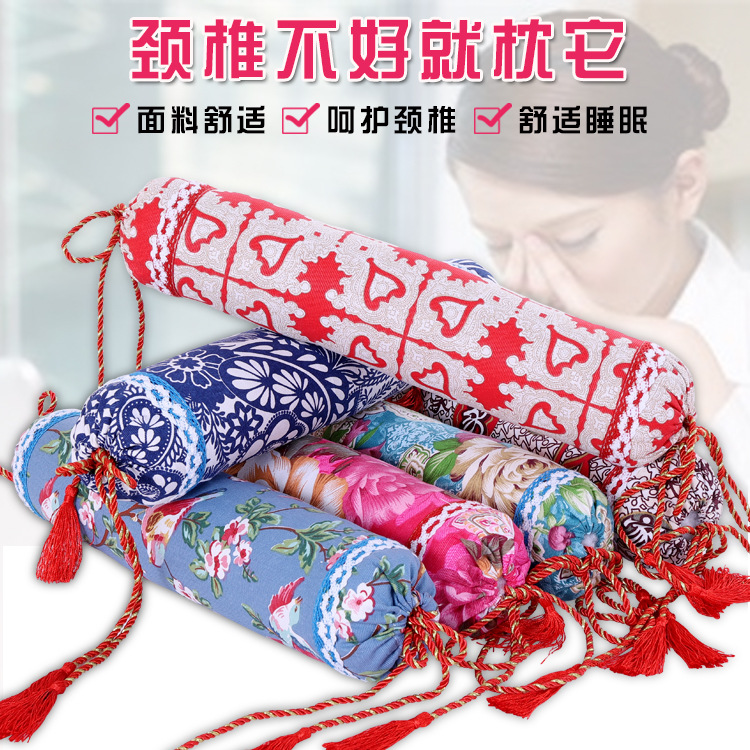 Manufactor Coarse cloth buckwheat cervical vertebra Pillow cotton pillowcase The old coarse cloth court candy pillow case circular Pillow case