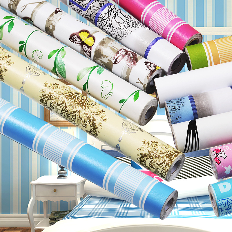 自粘牆紙壓紋壁紙木紋兒童卡通防水防油北歐簡約風格牆紙優惠加厚