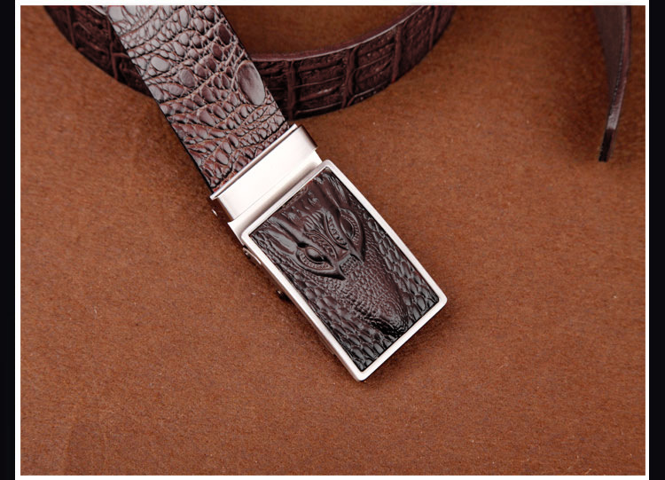 Men's Belt Automatic Sliding Buckle Belt Faucet Leather Leading Crocodile Pattern Cowhide Casual Belt display picture 4