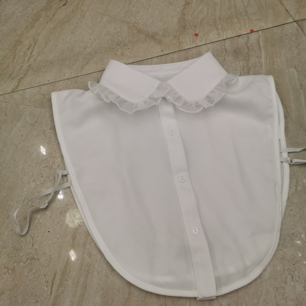 2019新款荷叶边假领子雪纺女衬衫秋冬季百搭个性纱花白色衣领