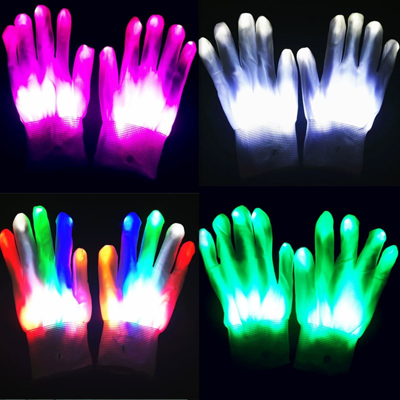 Guantes luminosos regalo de Halloween nuevo Super brillante Arco Iris Guantes luminosos/LED luminosos accesorios de rendimiento