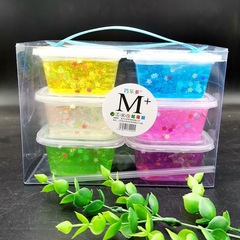 6色透明M豆乳起泡膠港式方盒太空泥水晶史萊姆起泡膠超輕粘土黏土