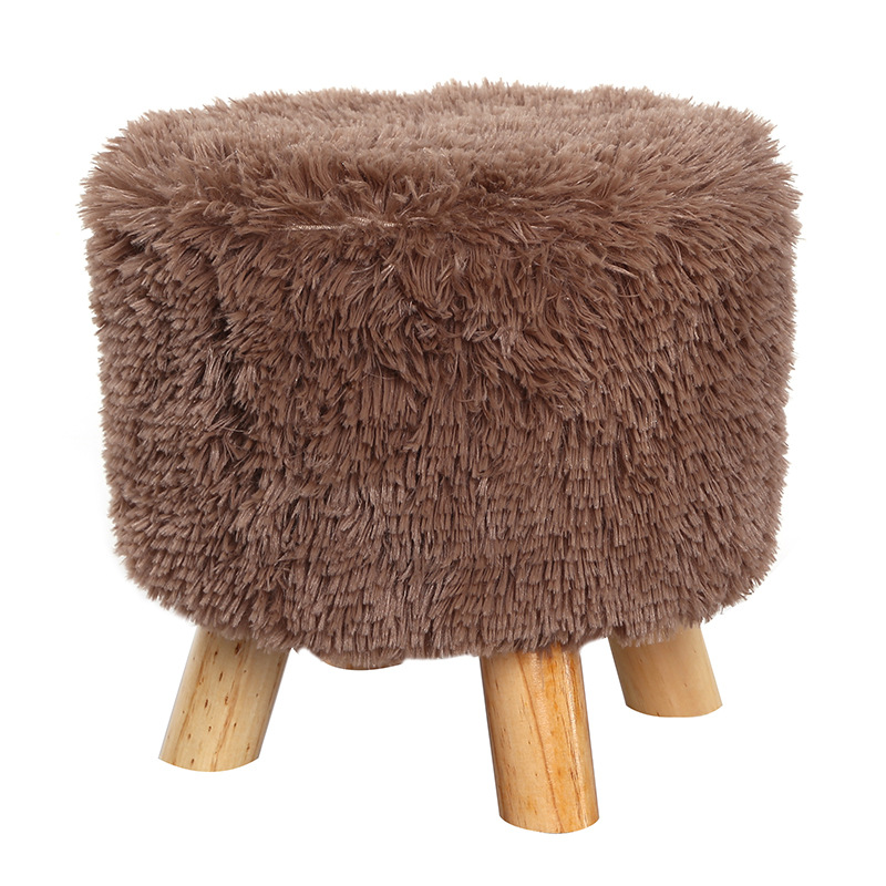 Taburete de madera de felpa taburete de madera maciza para cambiar zapatos taburete de tela extraíble y lavable taburete de pino taburete redondo taburete móvil al por mayor de fábrica