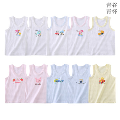 Summer Cartoon 100 Cotton vest for children Elastic force Slub cotton baby Thin section vest 2 Manufactor wholesale