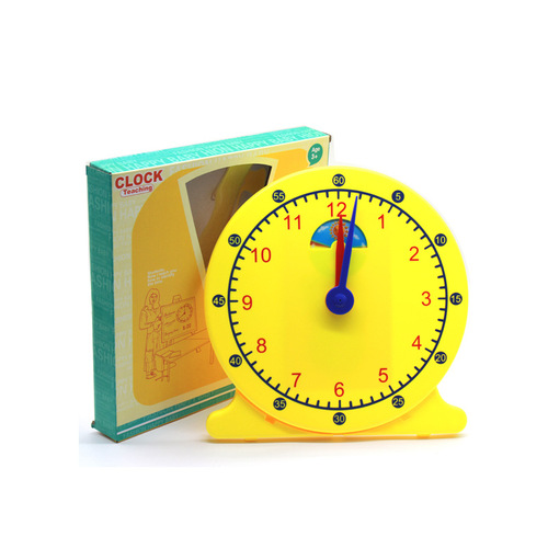 Children recognize time alarm clock. Educational toy for first and second grade primary school students. Cognitive digital toy clock model.