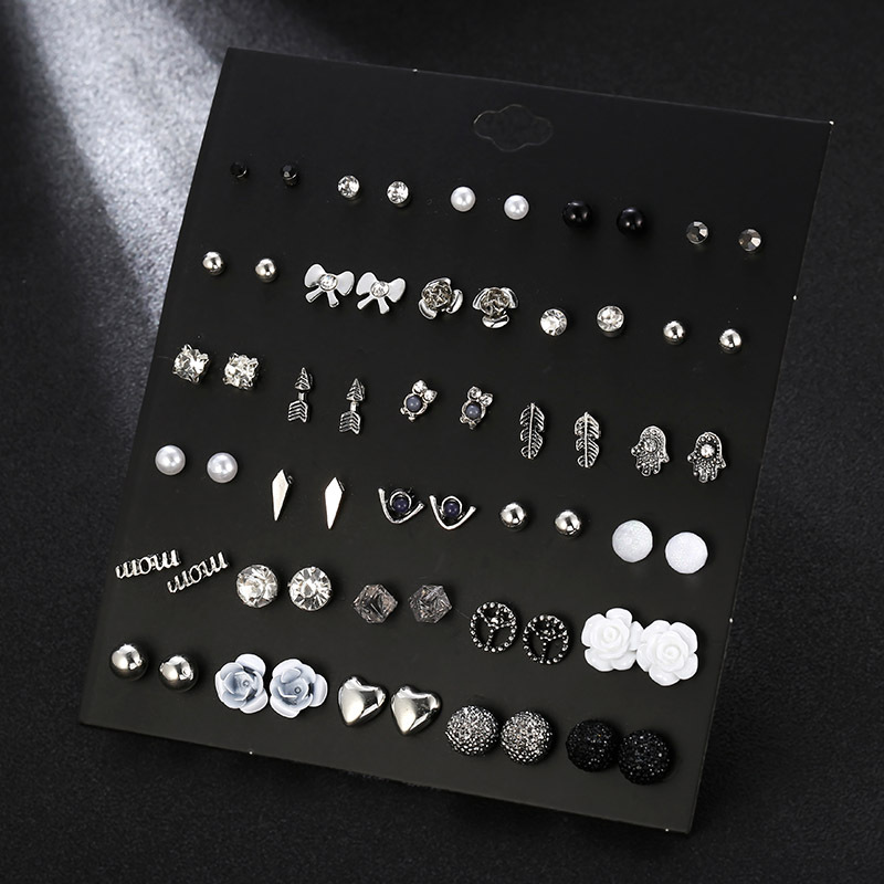 30 Pairs Of Silver-plated Owl Pearl Earrings Set Wholesale Fashion Jewelry display picture 5