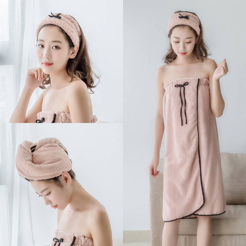 가죽 파우더 (목욕 스커트 + 헤어밴드 + 드라이 헤어캡, 3 종 세트)