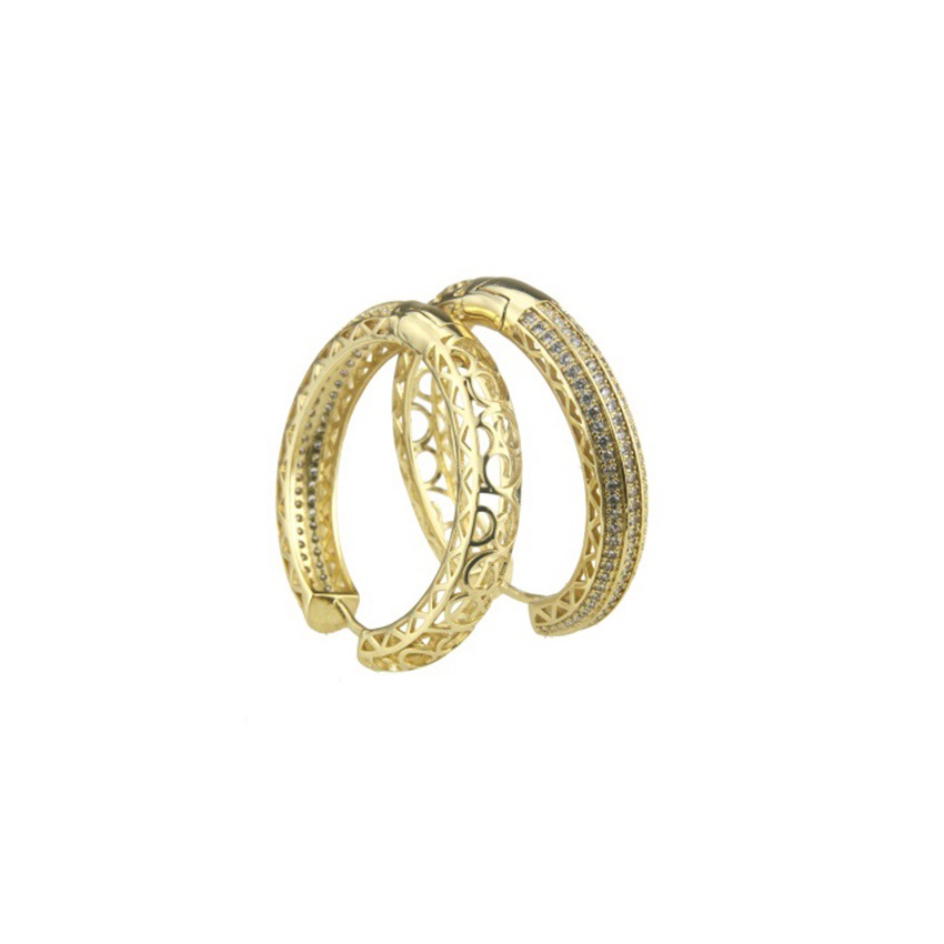 E-commerce Hot Gold-plated Inlaid Zirconium Hollow Earrings Factory Direct Fashion Pop Ring display picture 6