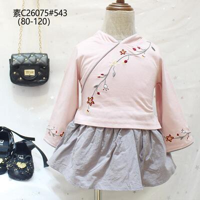 品牌童装素小妹秋季新品民族中小童女童装绣花公主长袖童裙|ru